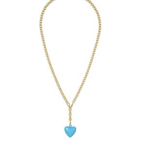 NWOT Roxanne Assoulin The Mini Puffy Heart Necklace  Turquoise Blue